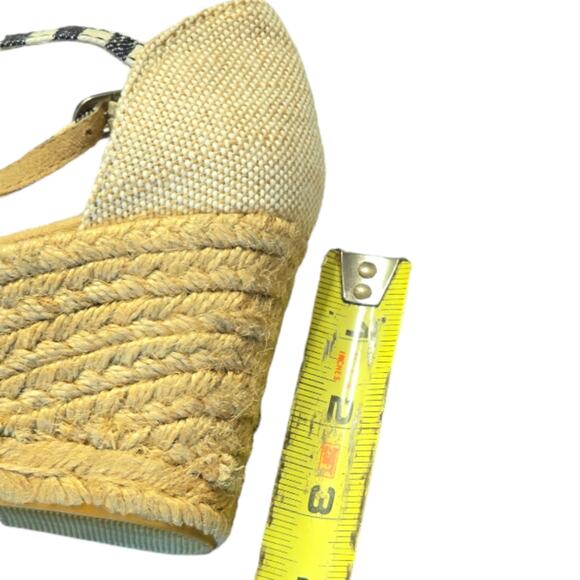 Bass Striped Blue & White Emilia Wedge Espadrille Sandals Size 8.5 - Picture 5 of 8